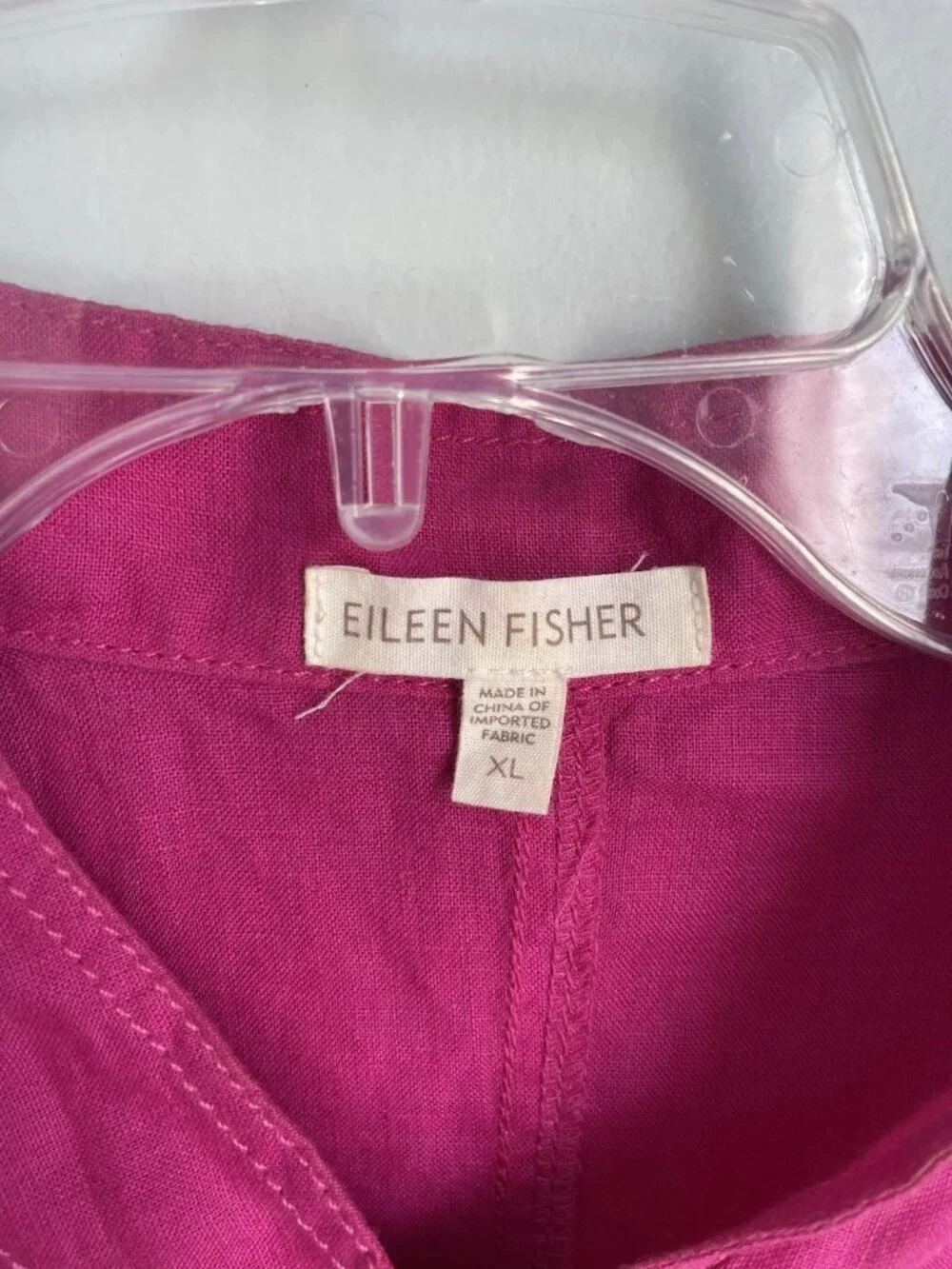 Eileen Fisher Pink 100% Irish Linen Long Sleeve Button Front Jacket
